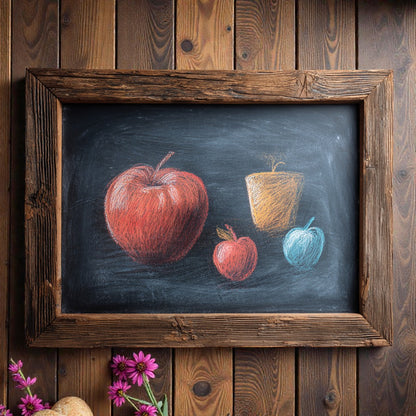 Rustic Wood Framed Magnetic Chalkboard